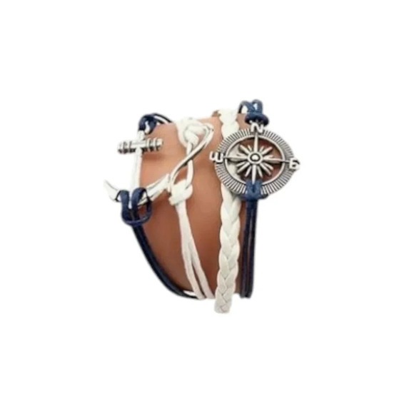 Compass Infinity Anchor Faux Leather Multi-layered Bracelet - Picture 3 of 3